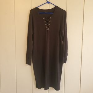 Torrid sexy Tie Front Black Sweater dress size 2 Long Sleeve